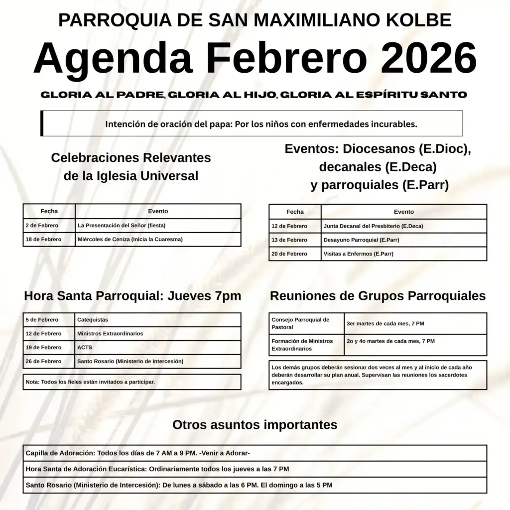 agenda febrero 2026